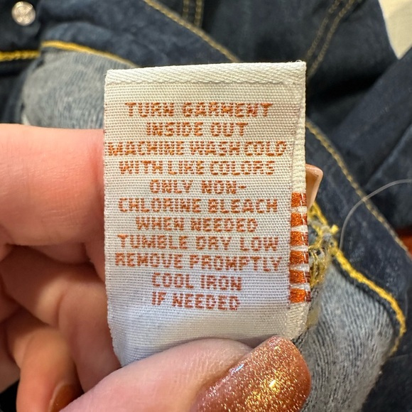 Fiorucci Women's Y2K Size Medium Cotton Denim Embroidered Jean Jacket - Picture 9 of 11